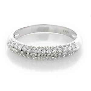 Gorgeous Pave Milgrain Edge Sim Diamond Band Ring Sz 8~925 Sterling Silver